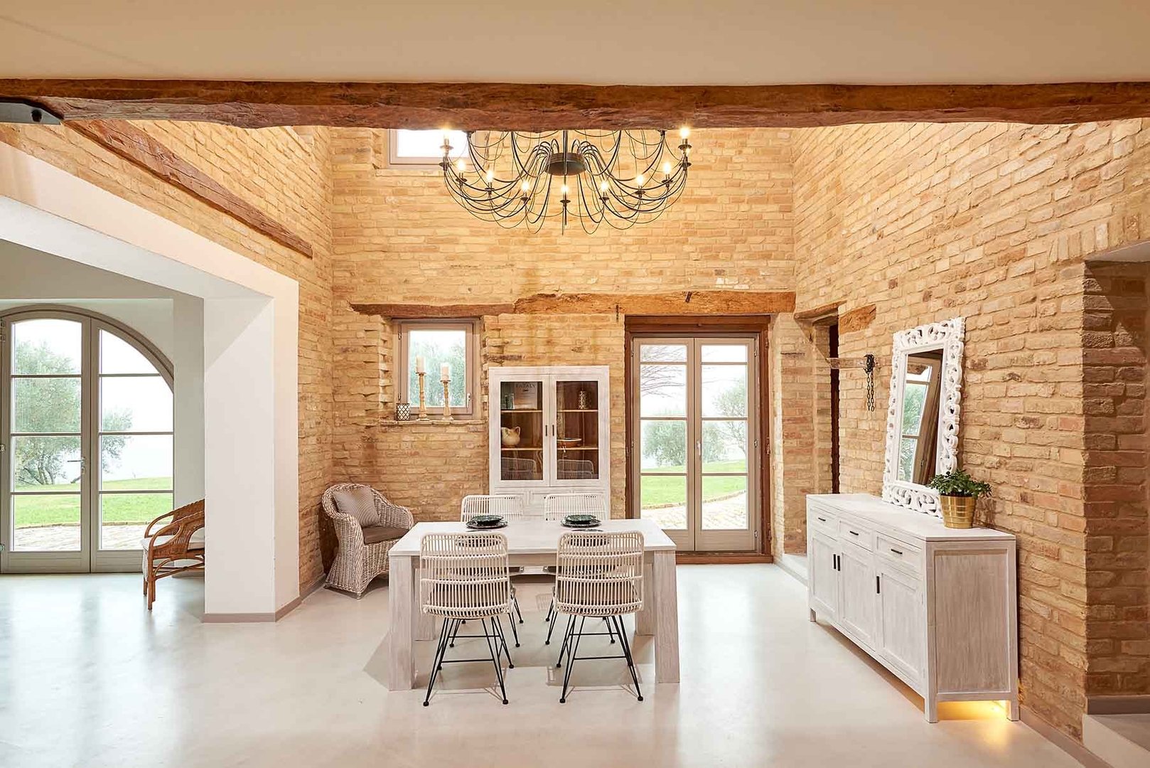 Tavolo legno teak sbiancato minimal