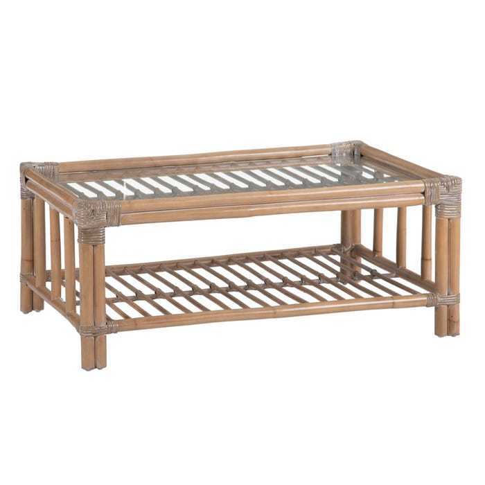 Tavolino da caffè rattan e vetro