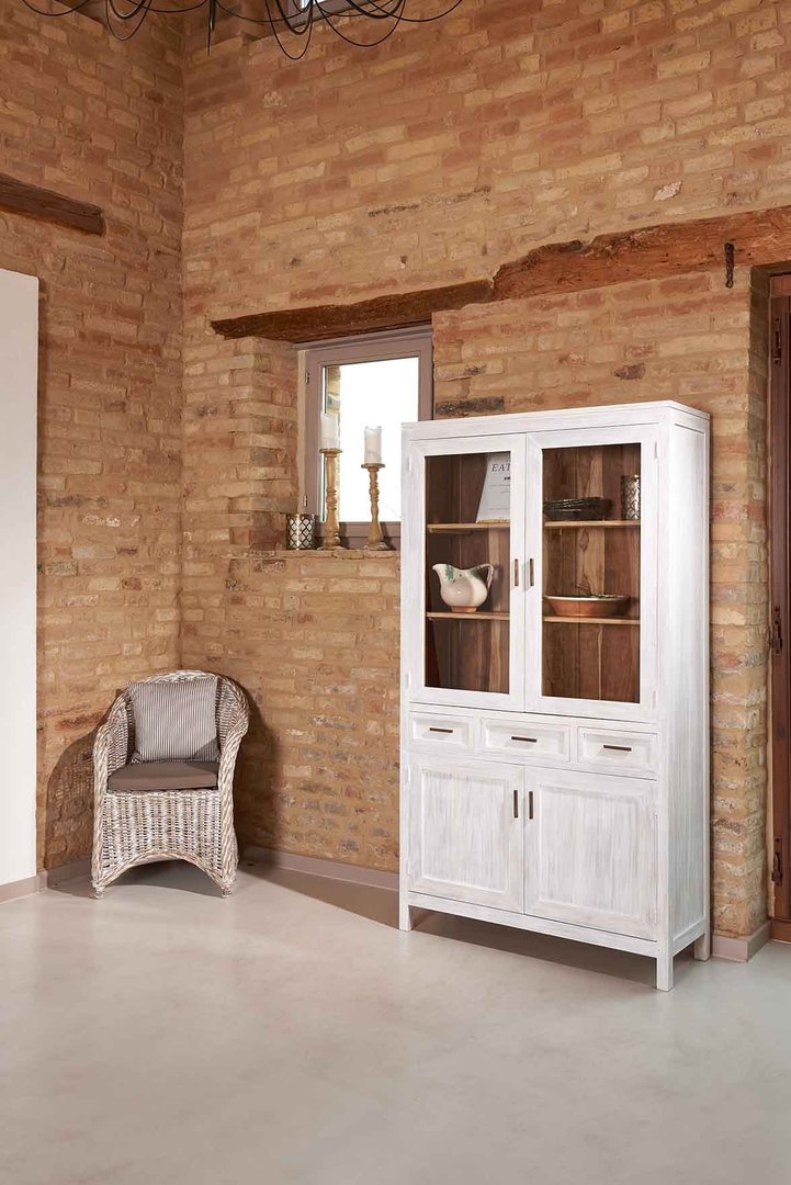 Vetrina country chic teak sbiancato