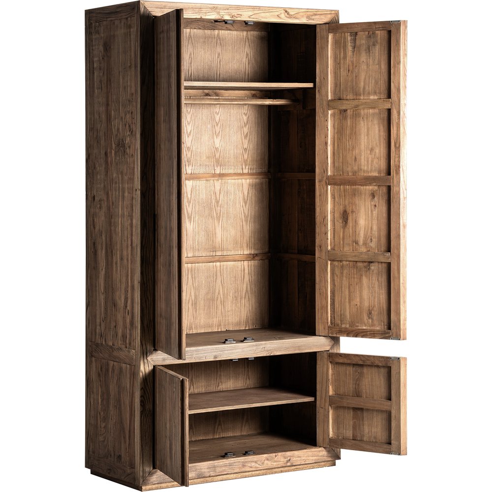 Armadio Country Chic in Legno di Olmo Marrone