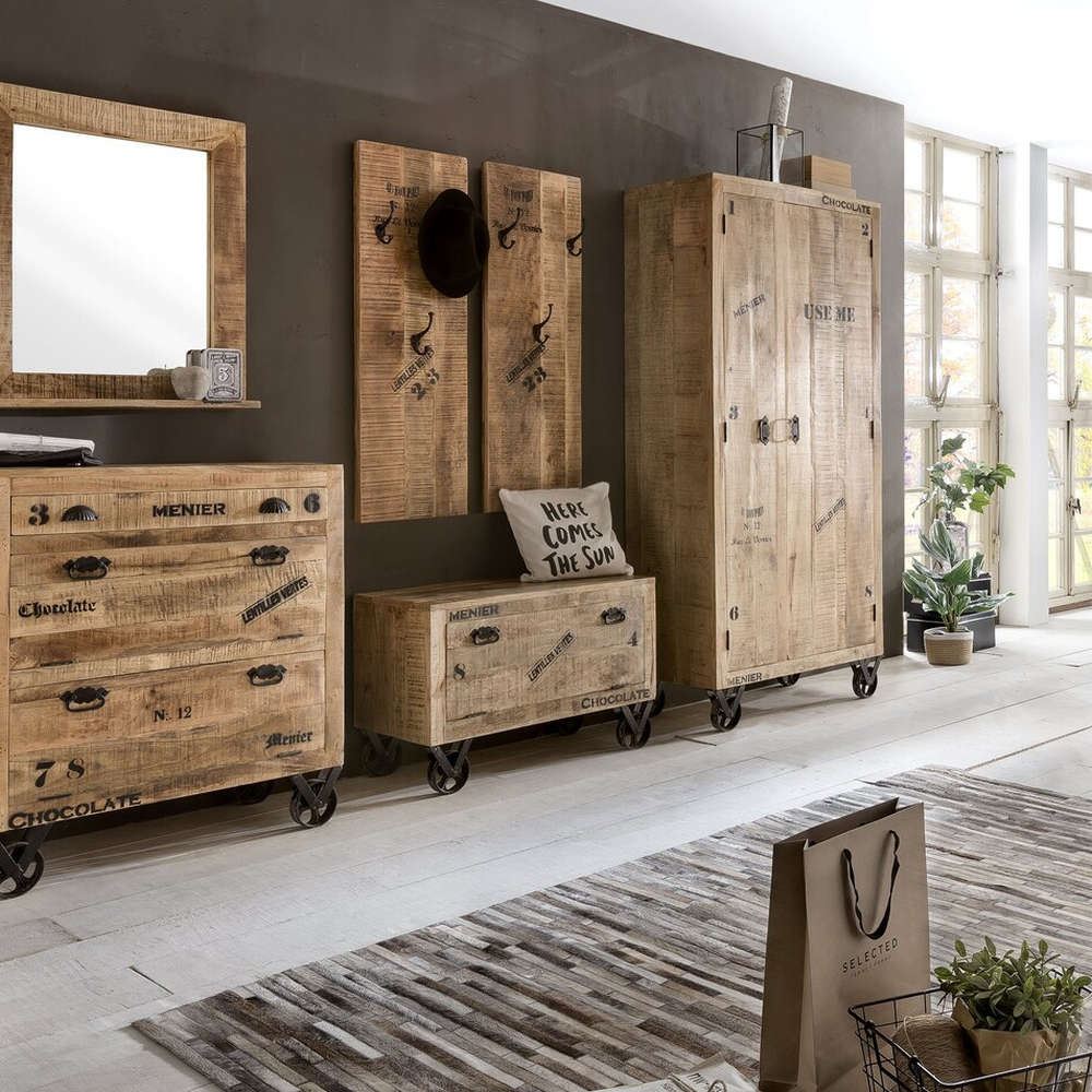 Armadio stile industrial legno mango
