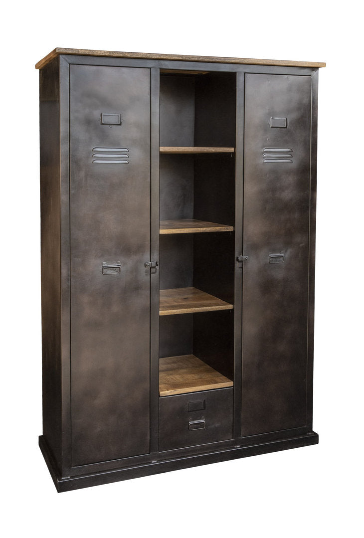 Armadio industrial nero con mensole