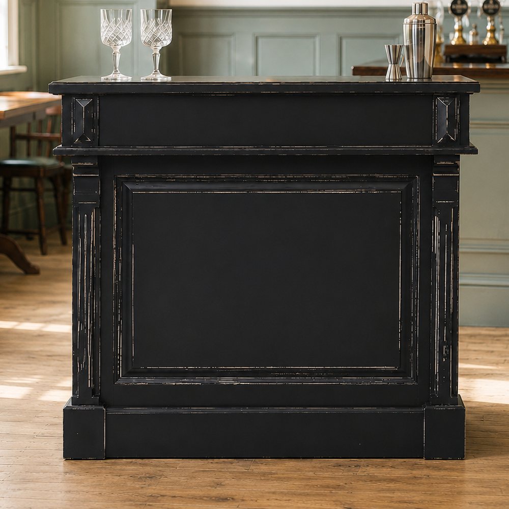 Bancone stile Victorian Pub con cassetti e ripiani interni