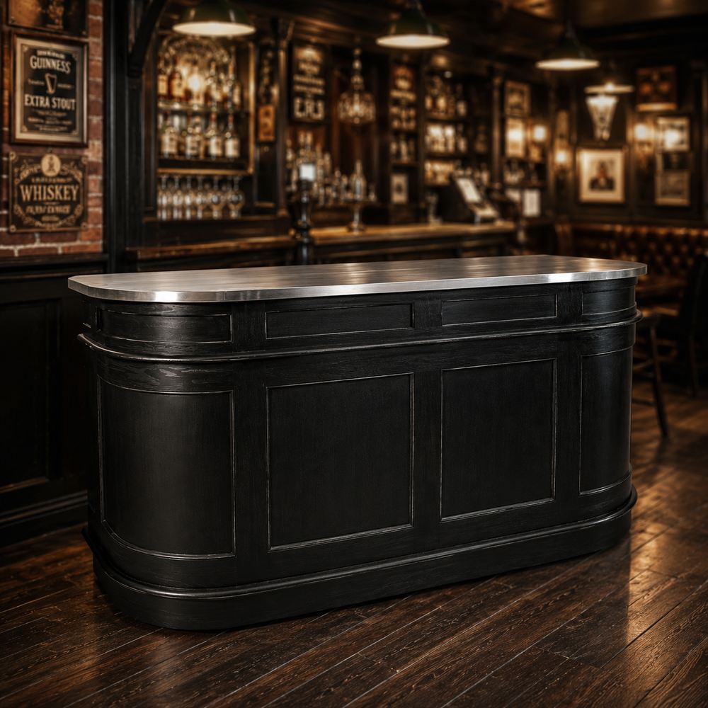 Bancone Bar Curvo Nero stile Industrial French Bistrò