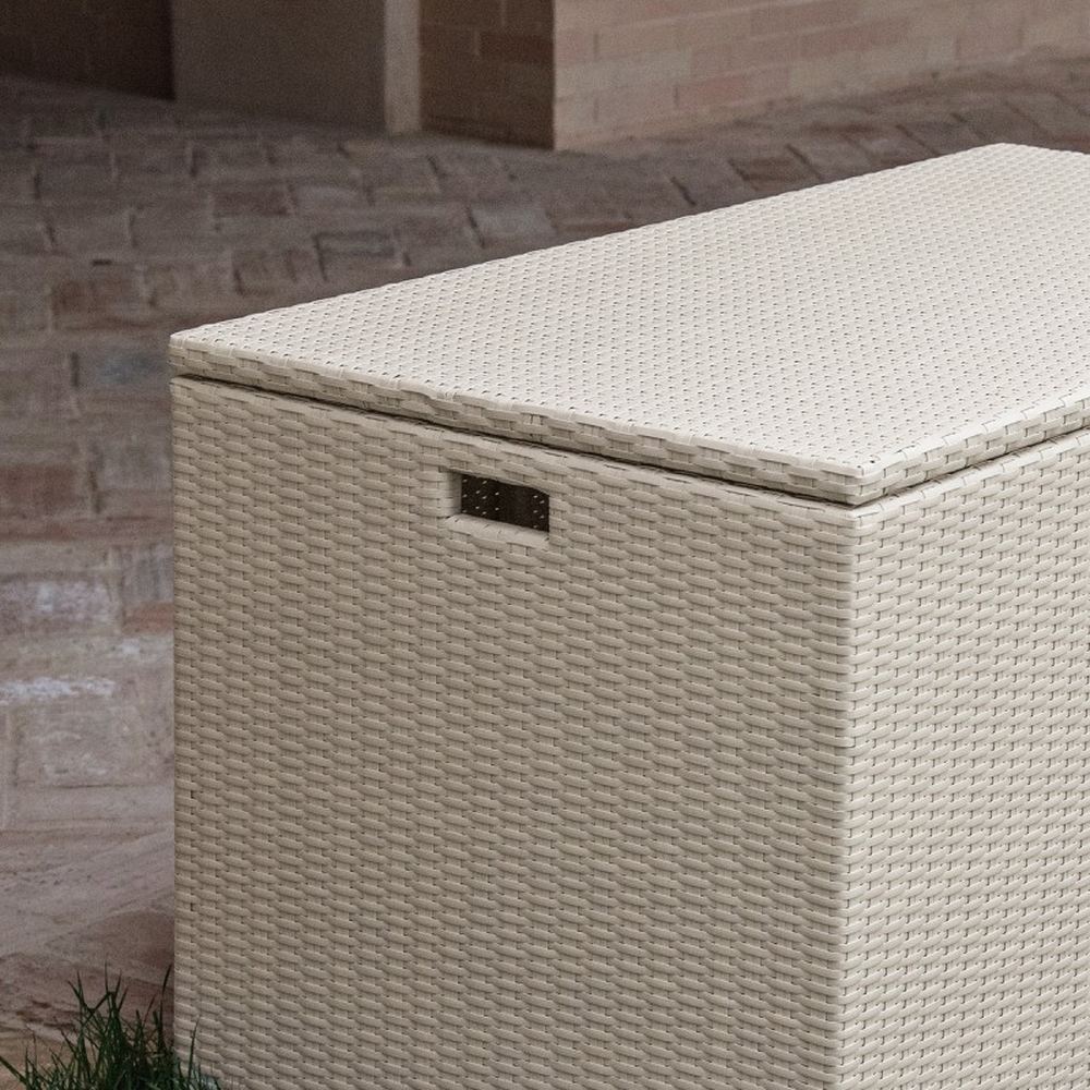 Baule Contenitore da Esterno in Polyrattan Virel Bianco