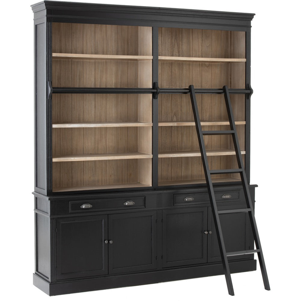 Libreria nera shabby chic con scala