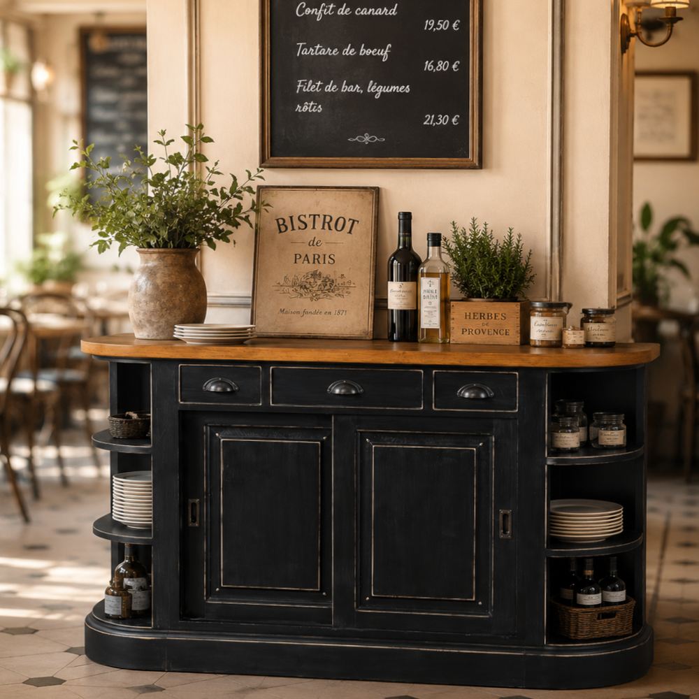 Buffet Provenzale Shabby Nero Luxury Bistrot