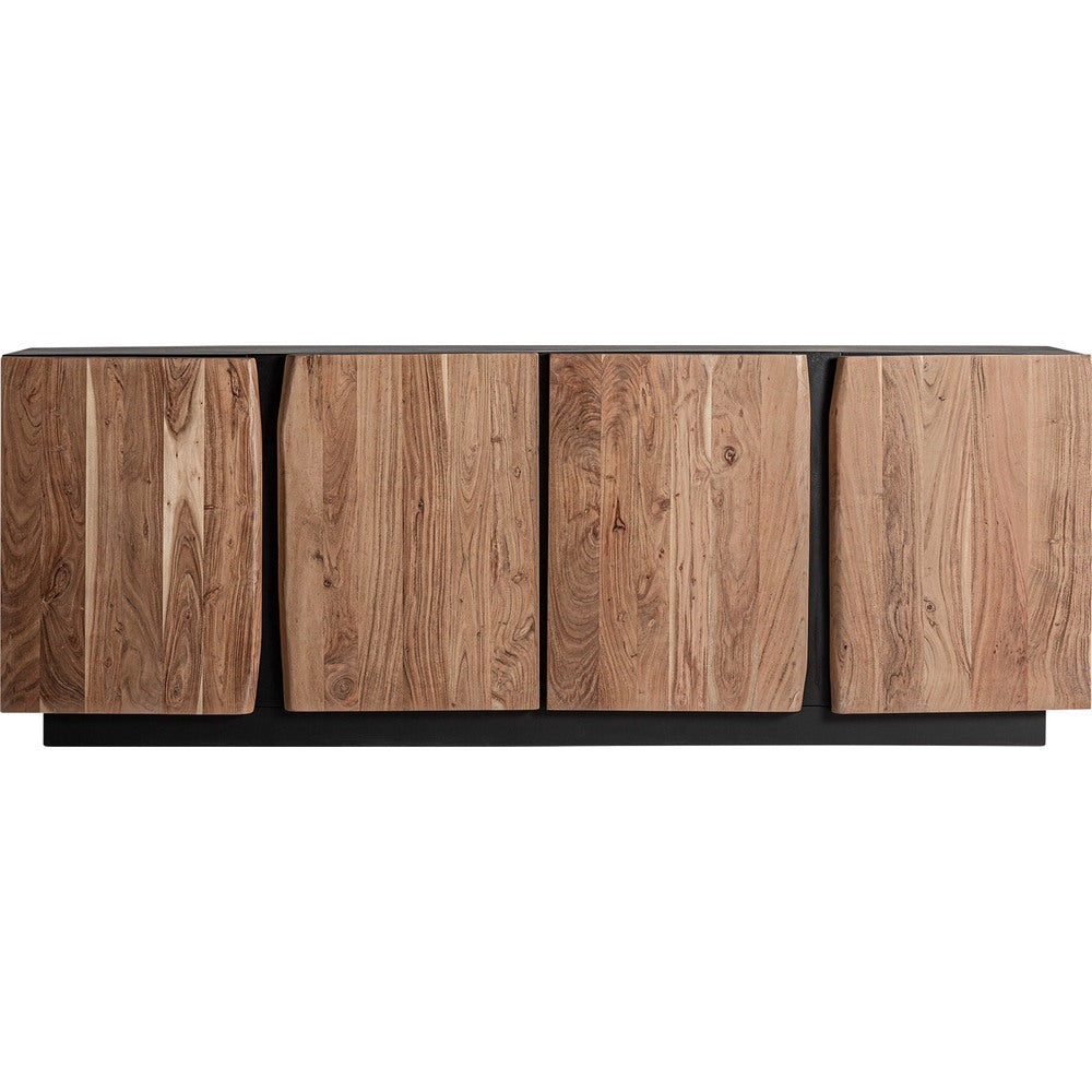 Credenza art déco in legno nero e ferro per soggiorni eleganti.