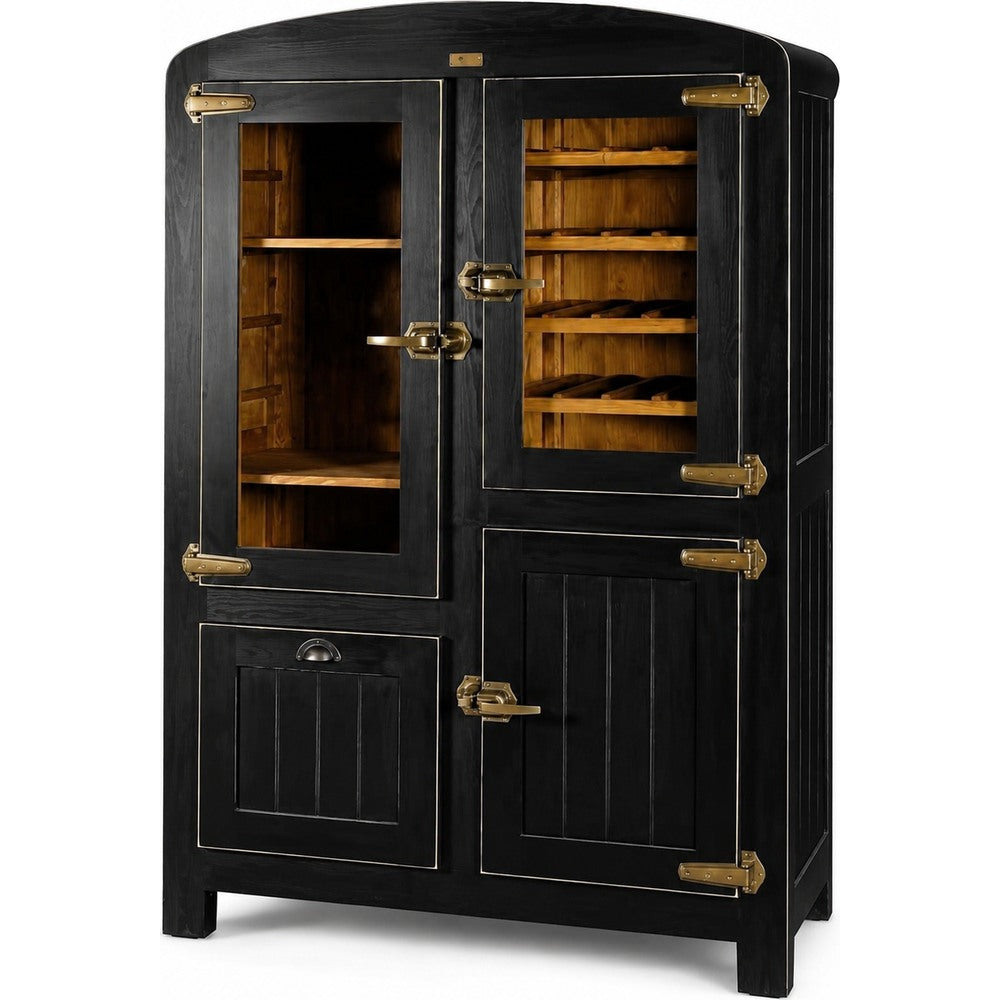 Mobile Bar Bistrò Provenzale Nero con Portabottiglie