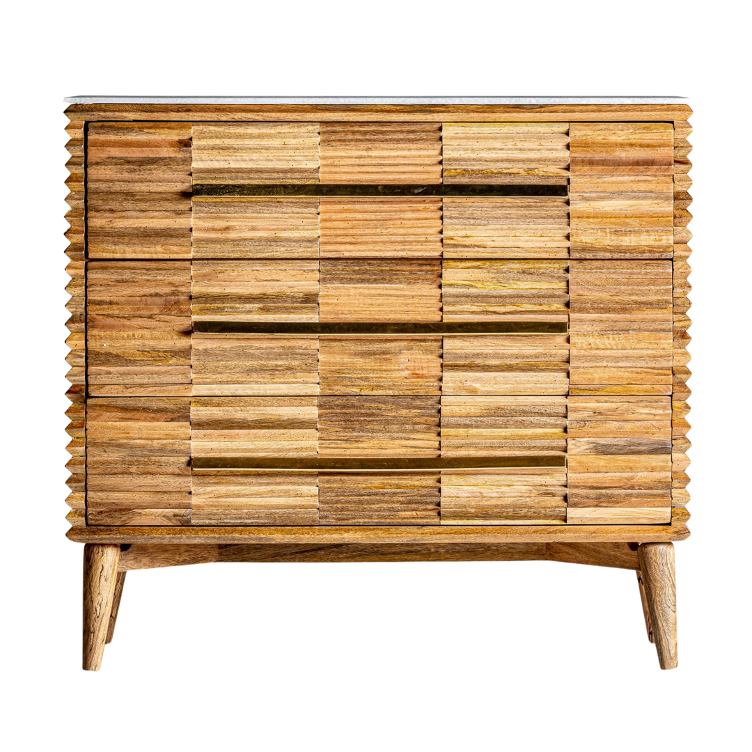 Cassettiera coloniale naturale plissè