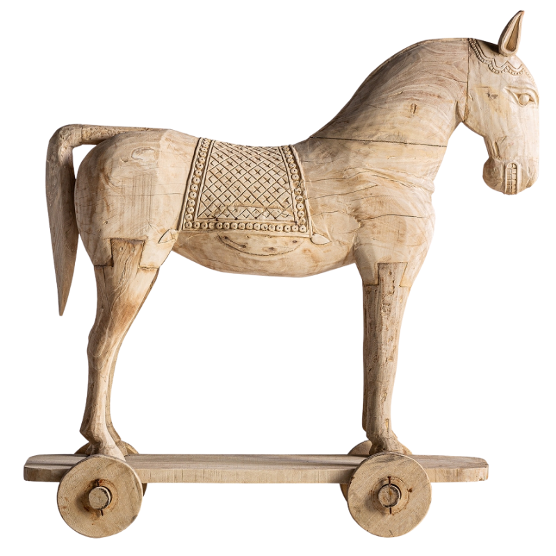 Scultura Cavallo in legno di teak
