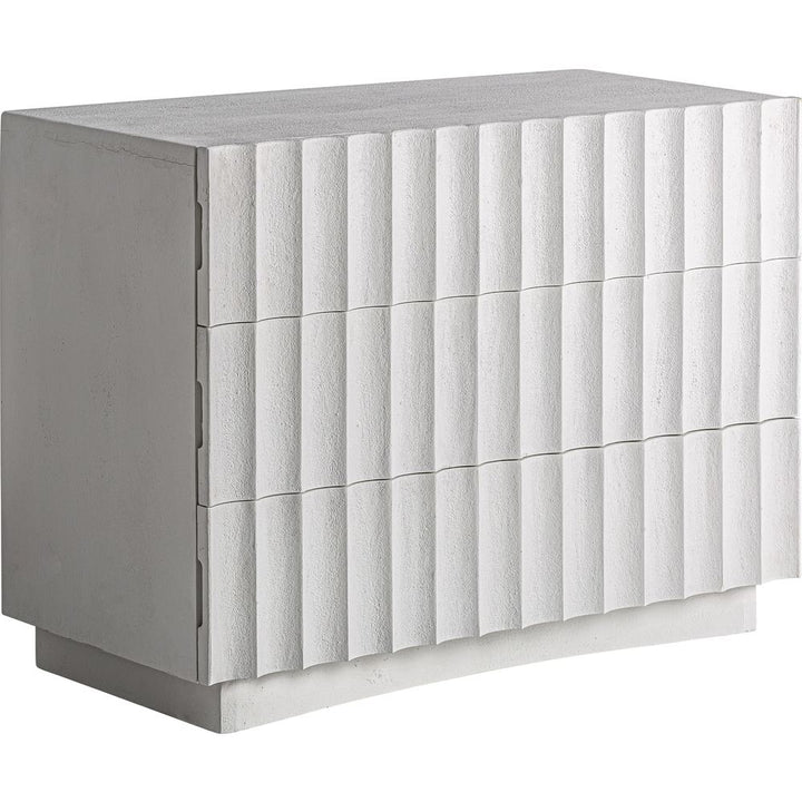 Cassettiera scanalata dal design minimal e materico