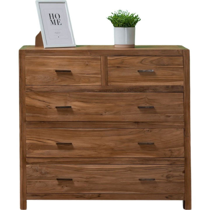 Cassettiera country chic in teak massello naturale