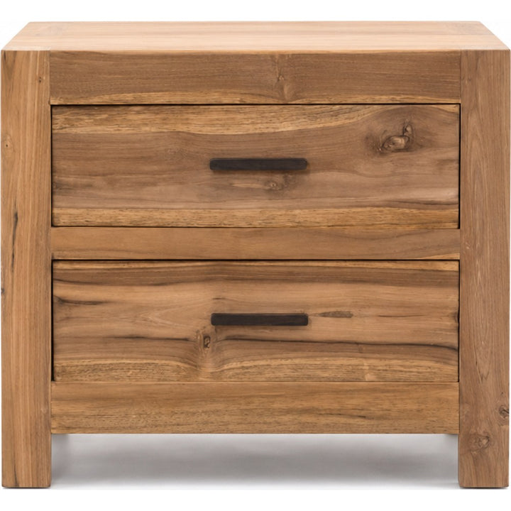 Comodino Country Chic di lusso in teak massello artigianale.