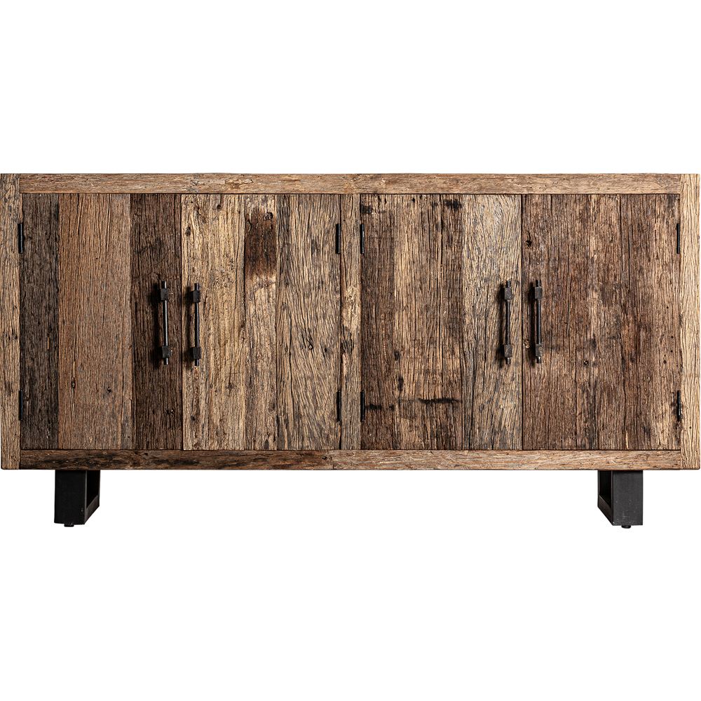 credenza industriale in legno recuperato e metallo per soggiorno moderno