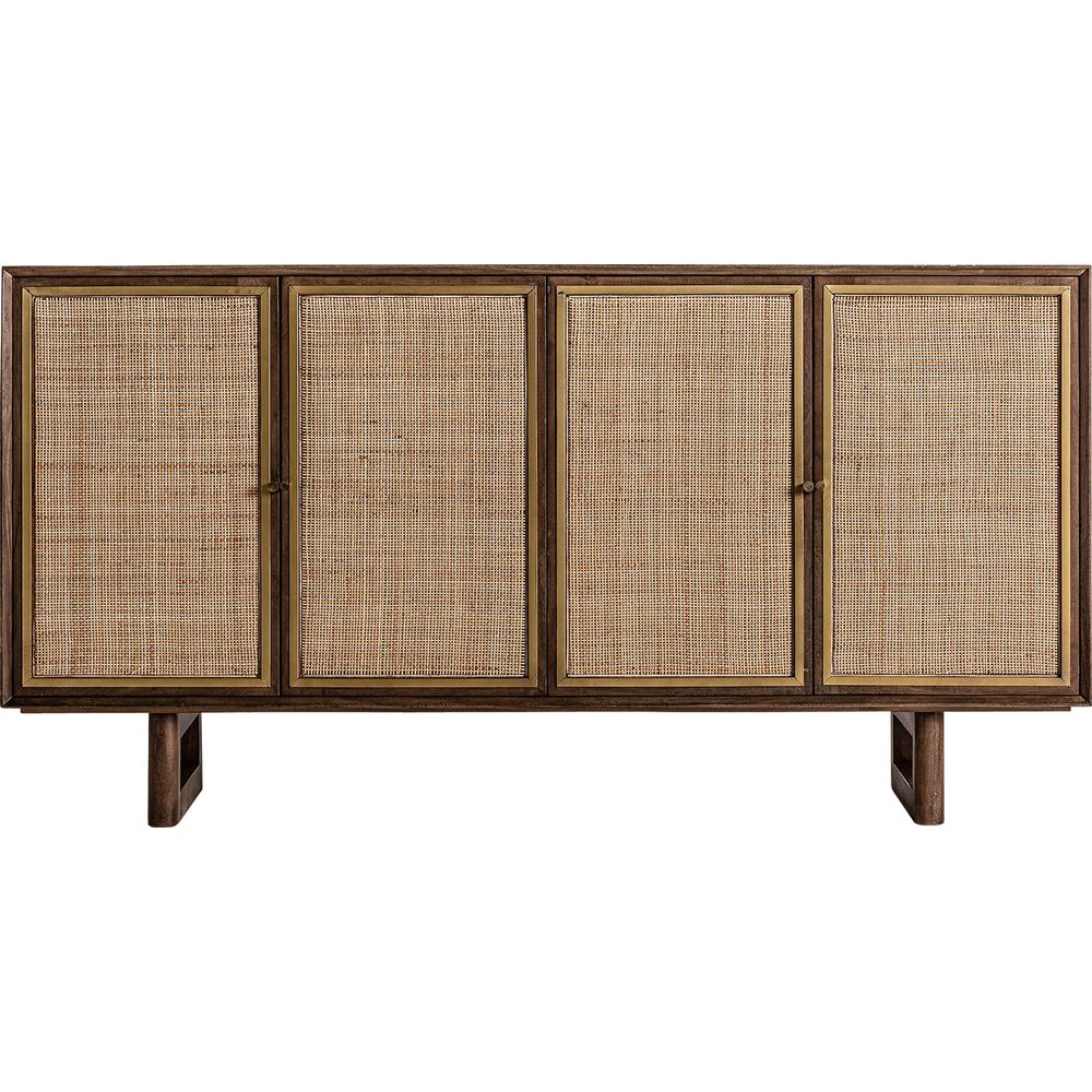 credenza nordica in legno di mango e rattan per soggiorno elegante