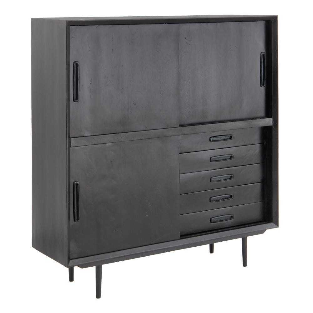 Credenza alta industrial legno nero