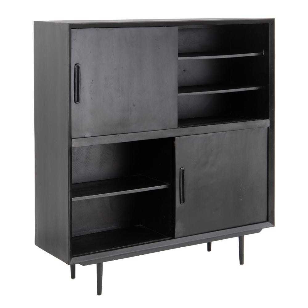 Credenza alta industrial legno nero