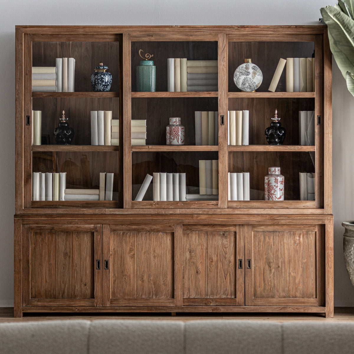 Libreria grande in teak massello naturale
