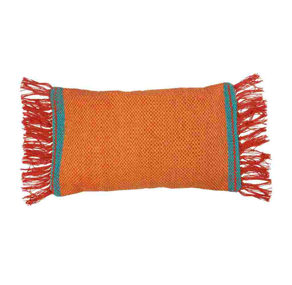 Cuscino rettangolare frange arancione