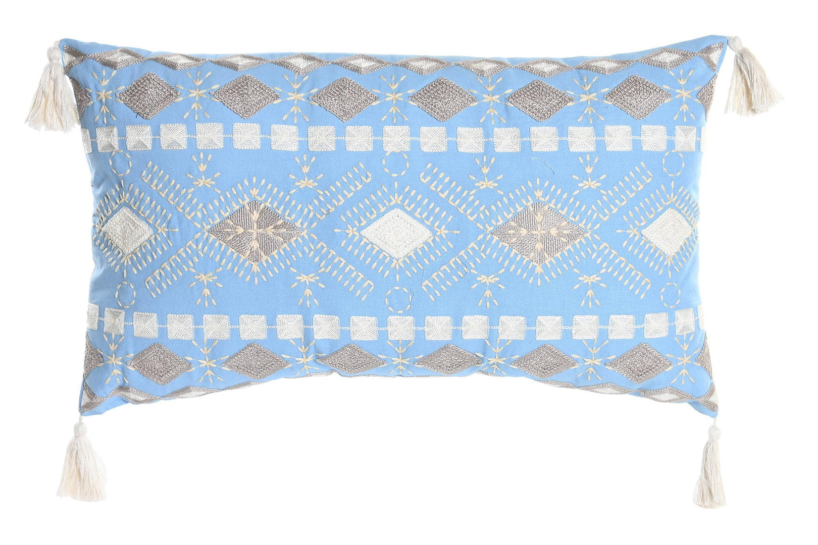 Cuscino bohemian azzurro beige
