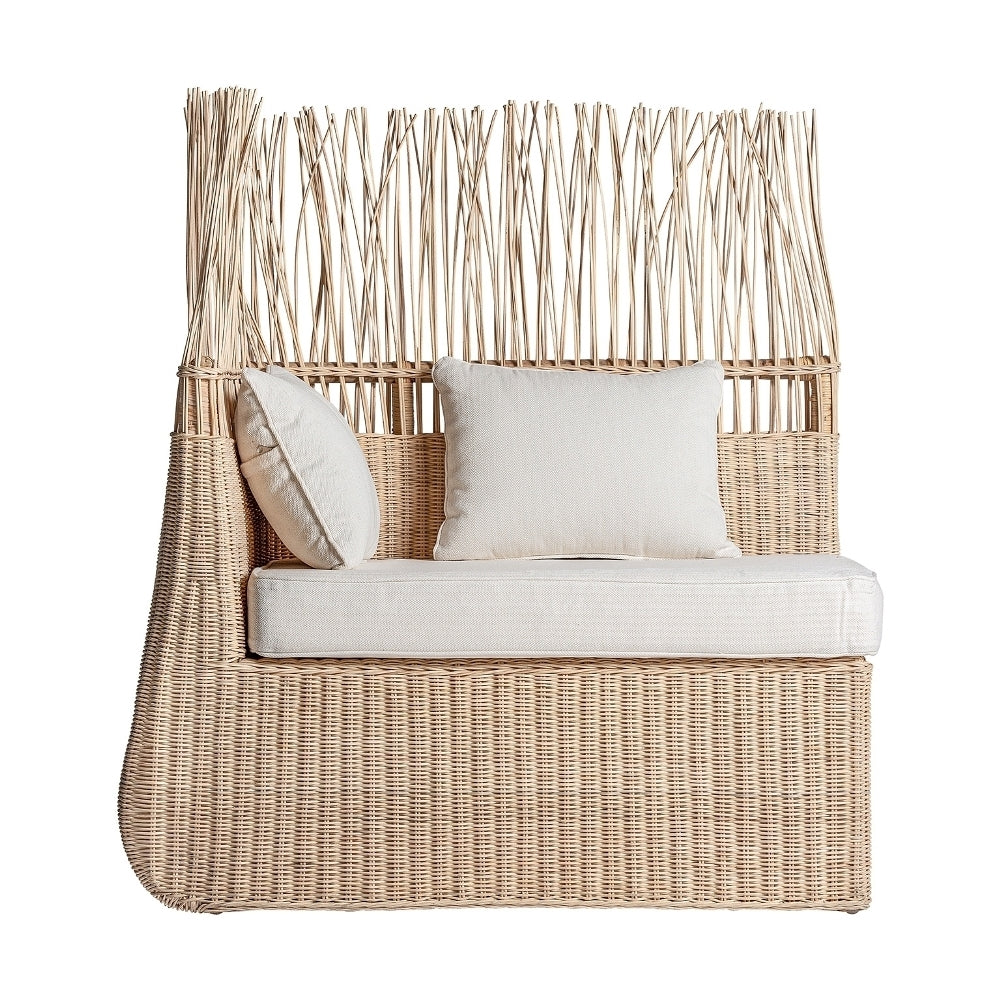 Divano rattan chic marrone cotone bianco