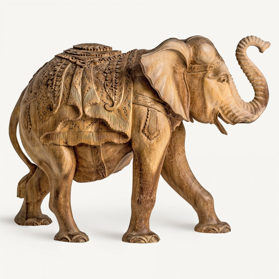 Scultura elefante legno tropicale