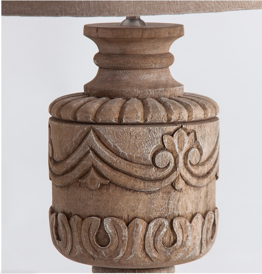 Lampada etnica in mango intagliato