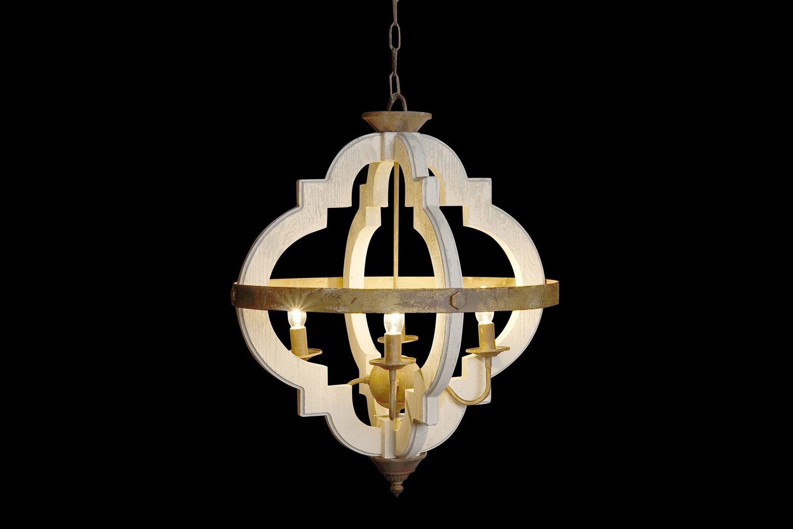 Lampadario legno decapato shabby