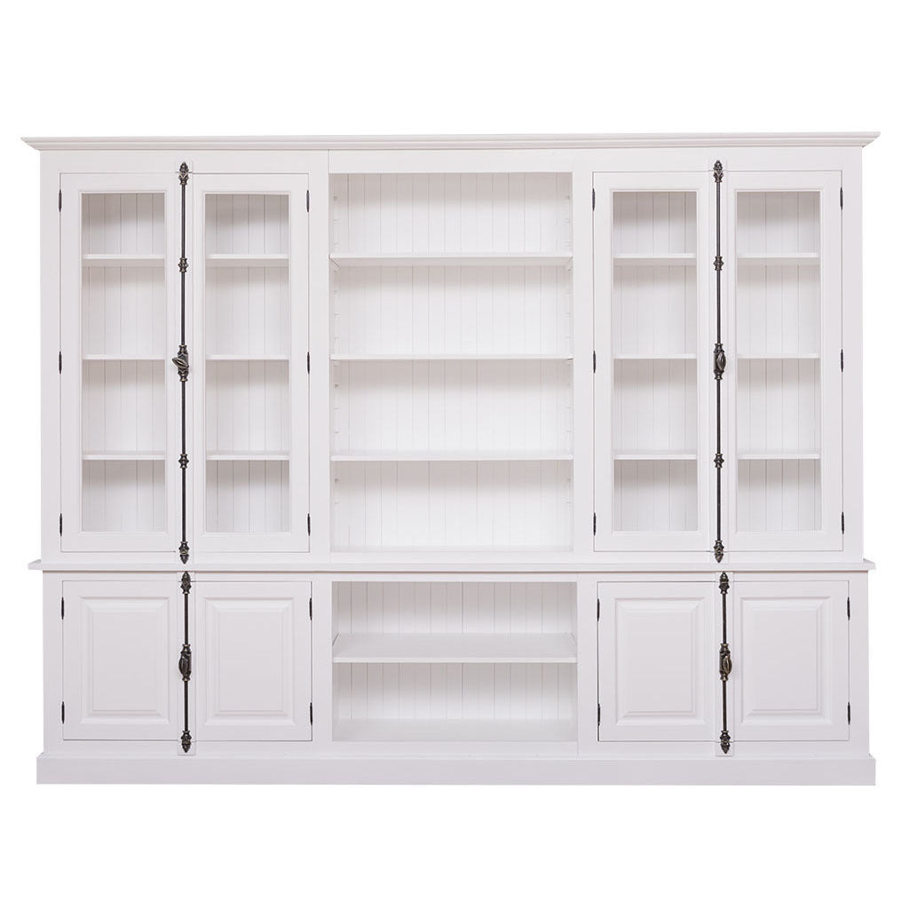 Libreria biblioteca country in legno massello di pino naturale.