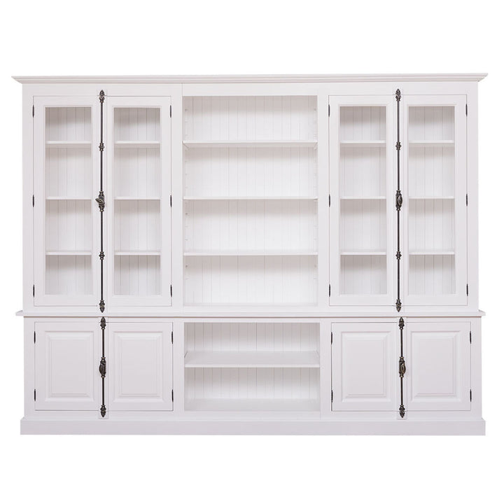 Libreria biblioteca country in legno massello di pino naturale.