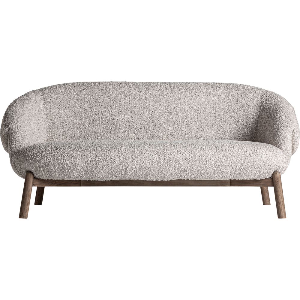 Divano Jacquard in legno di olmo chiaro e tessuto beige