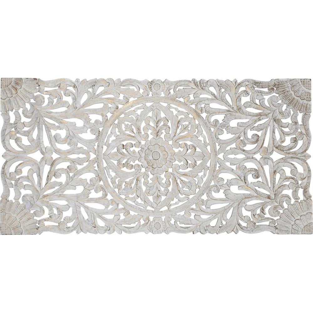 Testata letto shabby chic bianca con dettagli dorati