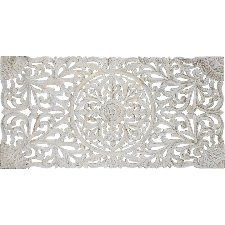 Testata letto shabby chic bianca con dettagli dorati