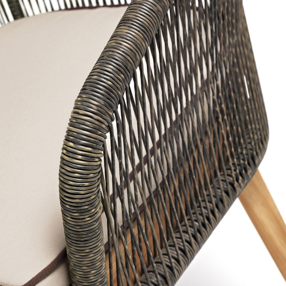 Sedia outdoor teak e corda Cappuccino design Dakota
