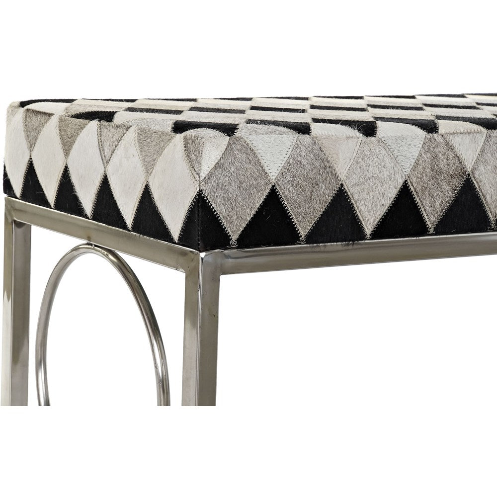 Panca vintage acciaio e pelle