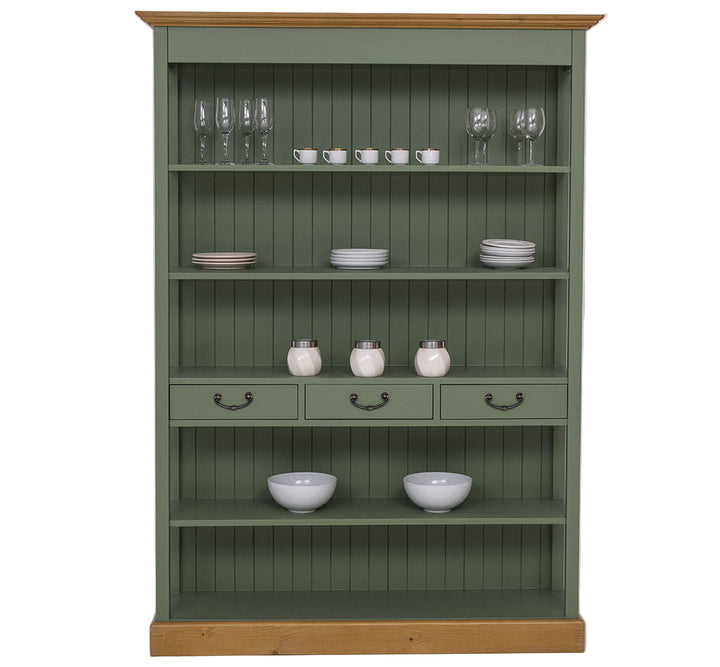 Libreria piattaia rustic chic in legno massello naturale.