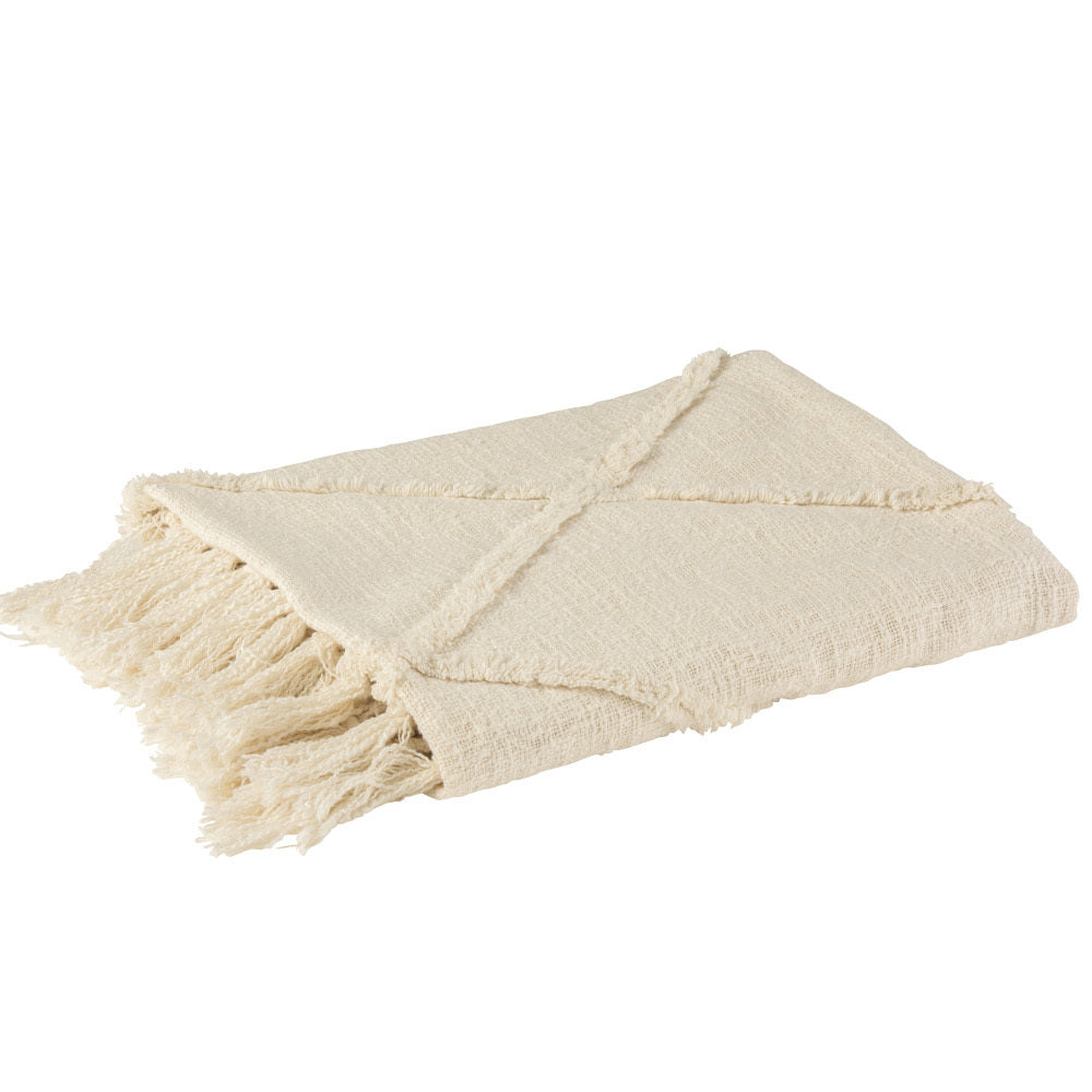 Plaid boho chic frange beige