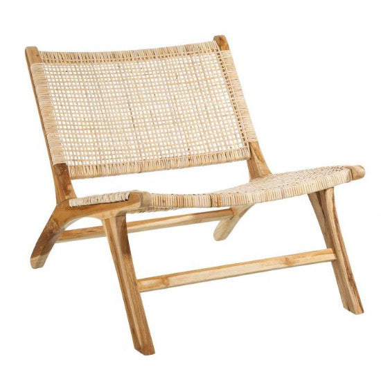 Poltroncina etnica in legno e rattan