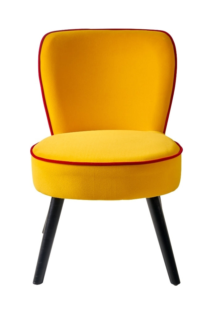 Poltroncina gialla bordo rosso