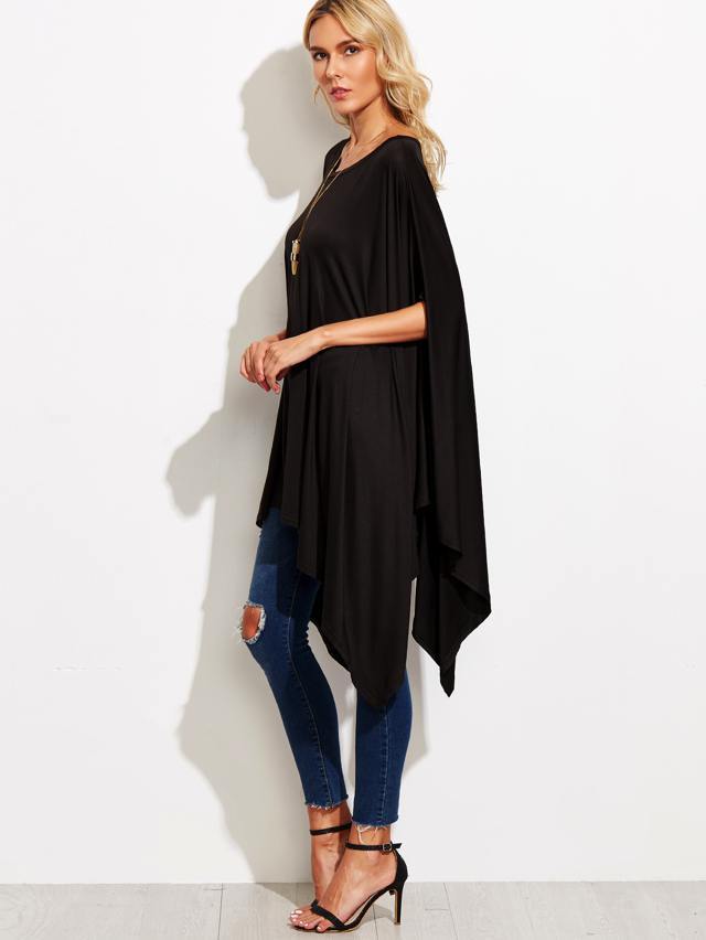 Poncho etnico nero leggero