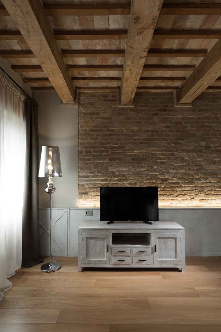 Porta tv legno teak sbiancato