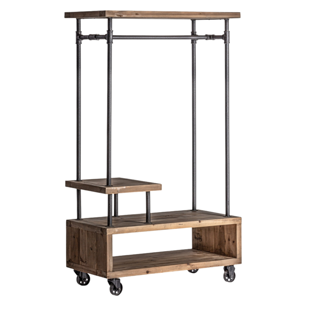 Appendiabiti industrial ferro e legno