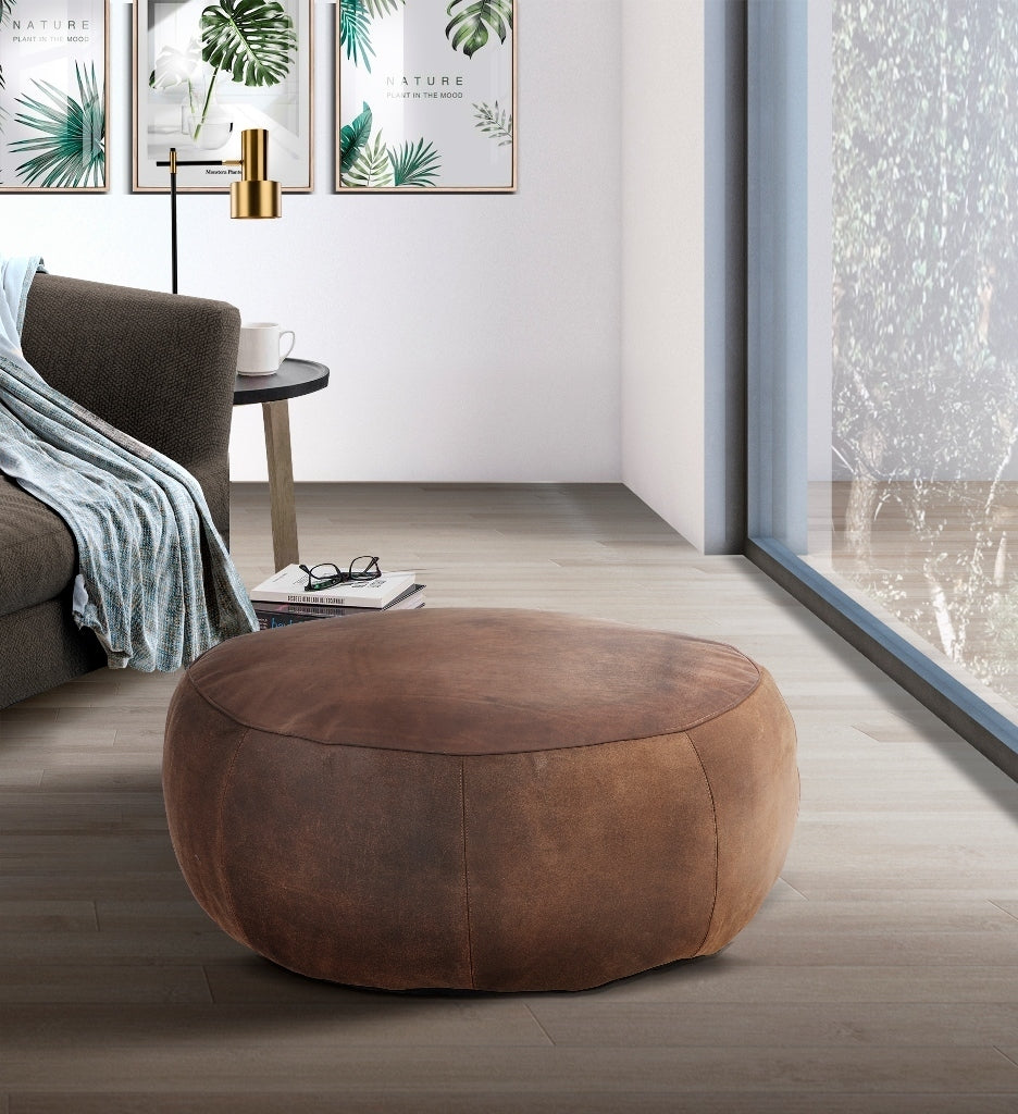 Pouff tondo pelle