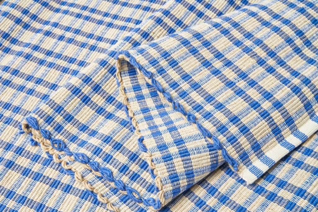 Runner quadri bianco blu