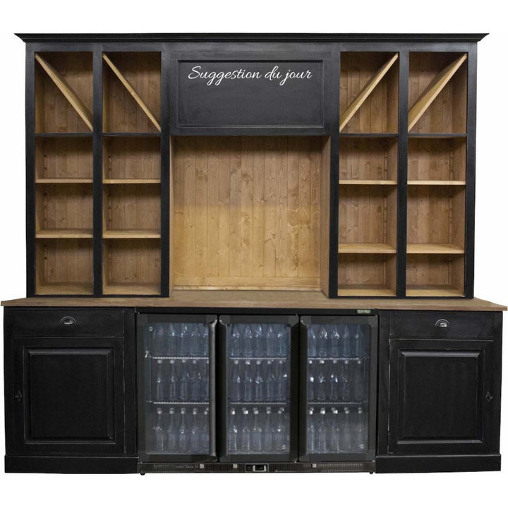 Retro bancone bar bistrot nero shabby chic in legno massello