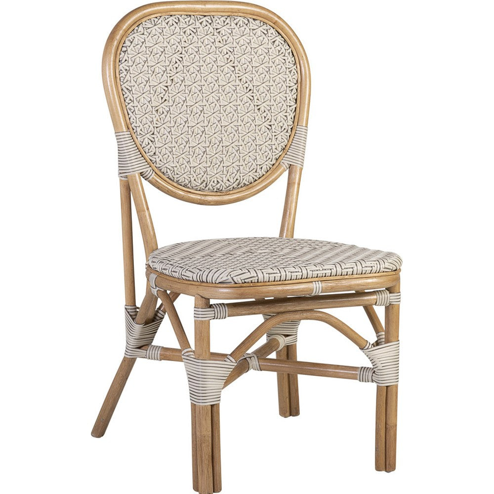 Sedia francese bistrò in bamboo e rattan sintetico beige e miele