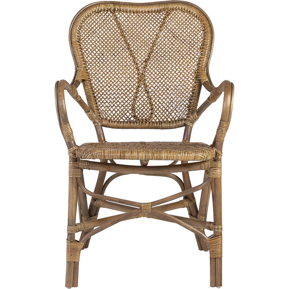 Sedia Bistrò con Braccioli in Rattan Naturale Miele Plus
