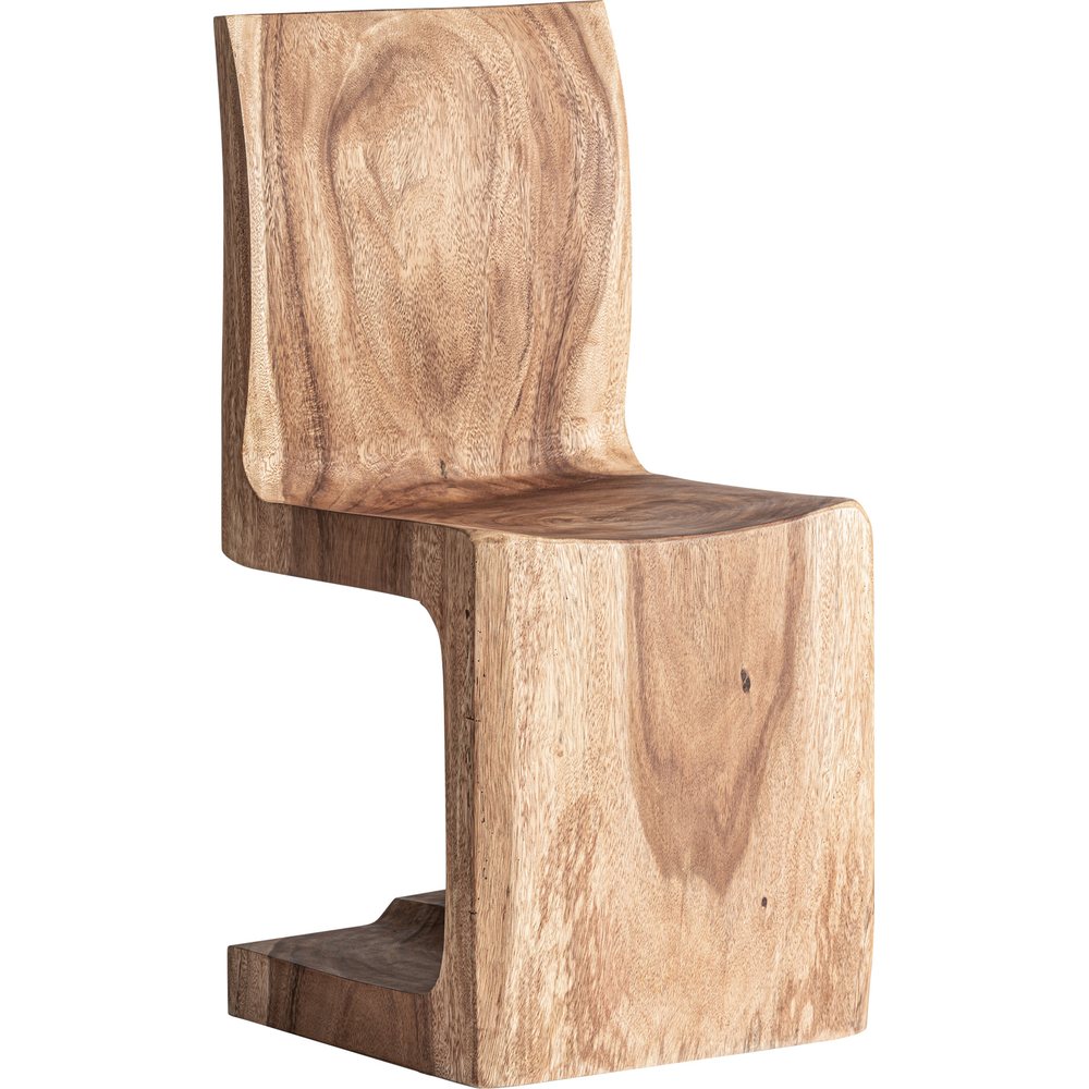 Sedia scultorea in legno massello di suar dal design Organic Luxury.