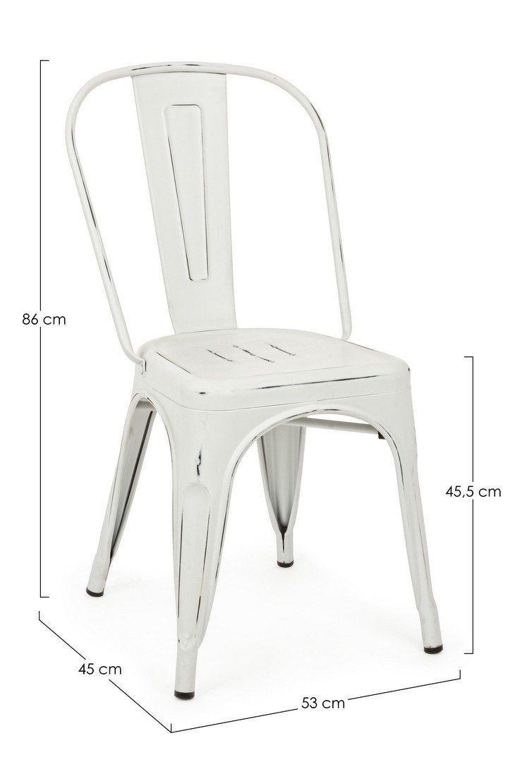 Sedia ferro bianca anticata